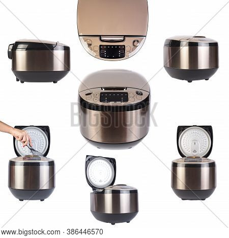 Automatic Modern Multicooker Isolated On White Background. Household Appliances Programmed For The P