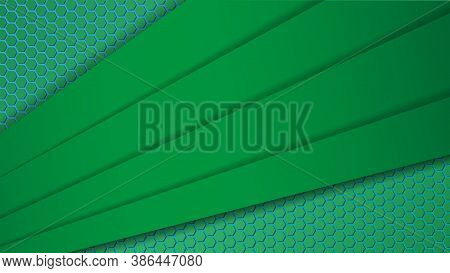Green Blue Gradient Hexagonal Background With Diagonal Stripes