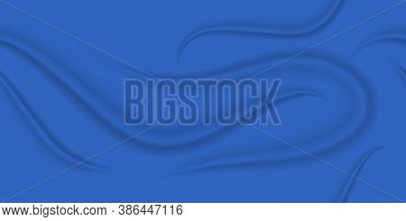 Background. Pleats On The Fabric. Blue Color. Seamless.