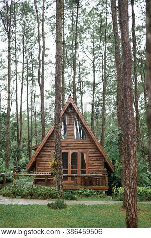 A Wooden A-frame Country House