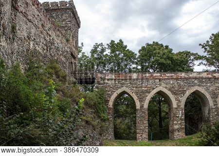 Entrance Across The Bridge To The Gate With The Tower Of The Castle Bitov, Cultural Monument, The Cz