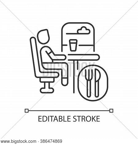 Dining Car Linear Icon. Traveling With Comfort, Train Restaurant. Train Service, Onboard Buffet Thin