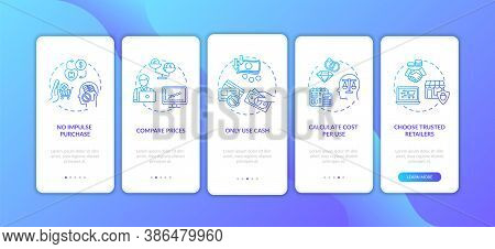 Smart Spender Tips Onboarding Mobile App Page Screen With Concepts. Money Using Guide Advices Walkth