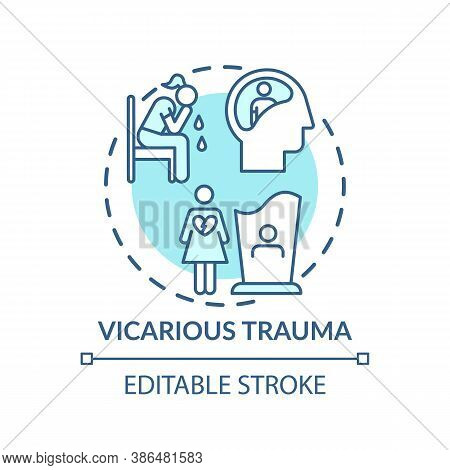Vicarious Trauma Concept Icon. Working With Trauma Survivor Clients Idea Thin Line Illustration. Gri