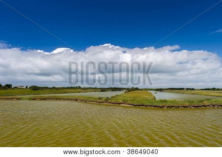 แนวนอน มีทะเลสาบน้ำเค็มที่เกาะ Oleron ฝรั่งเศส