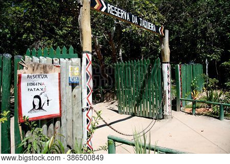 Porto Seguro, Bahia / Brazil - February 21, 2008: Facade Of The Indigenous Village Jaqueira Da Itina