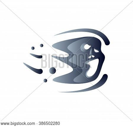 Spooky Blurred Ghost For Halloween Designs. Flying Wicked Ghostly Spook Or Spirit. Flat Art Vector I
