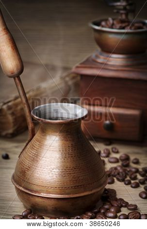 Vieux ibrik cooper pour café turc