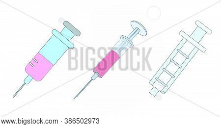 Syringe, Injection Vector Flat Illustration On White Background