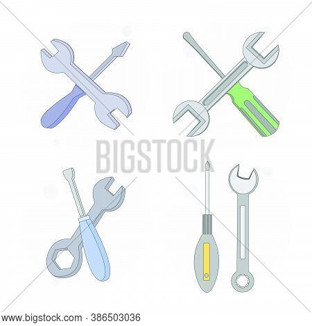 Service Icon. Repair, Wrench, Screwdriver Vector Flat Illustration On White Background