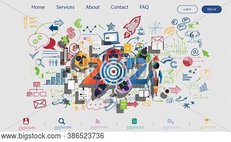 Creative Business Thinking 2021,darts Shoot Into Crotch For Success,set Icon, Plan  Think Analyze Cr