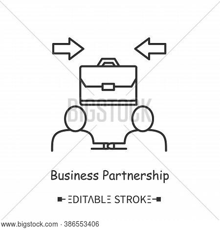 Business Partnership Line Icon. Business Negotiatings. Partners Cooperation. Successful Business Dea