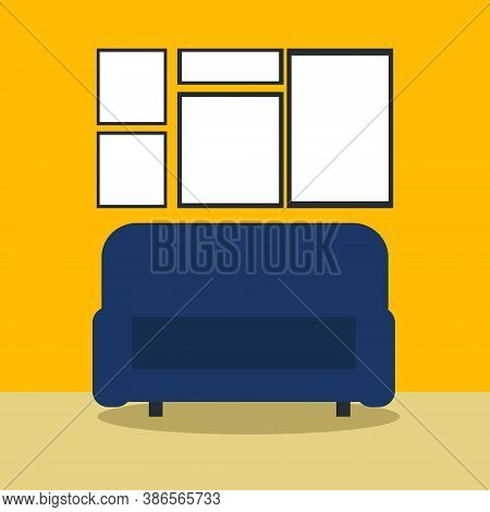 Vector Minimalistic Interior Of A Room With A Sofa