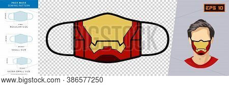 Vector Graphic Of Halloween Masks In Mask Design. A Black, Yellow And Red Robot Face. Face Mask Desi