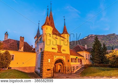 Brasov, Romania. Catherine Gate. City Gate From The Medieval Times.