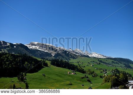 Breathtaking Mountain Panorama In Wildhaus In Switzerland During Springtime 7.5.2020