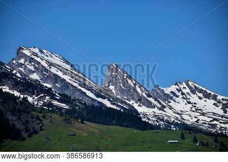 Breathtaking Mountain Panorama In Wildhaus In Switzerland During Springtime 7.5.2020