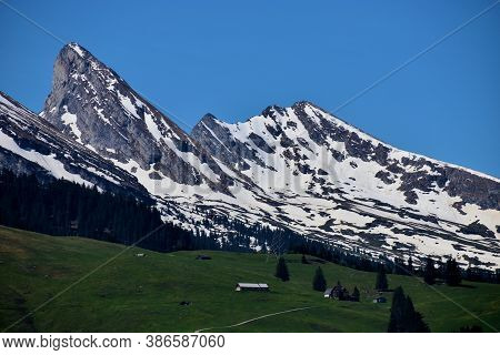 Breathtaking Mountain Panorama In Wildhaus In Switzerland During Springtime 7.5.2020