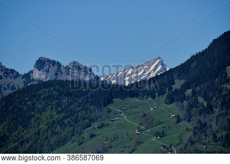 Breathtaking Mountain Panorama In Wildhaus In Switzerland During Springtime 7.5.2020