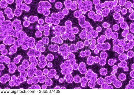 Design Cute Purple Huge Amount Of Organic Living Cells Digitally Drawn Background Or Texture Illustr
