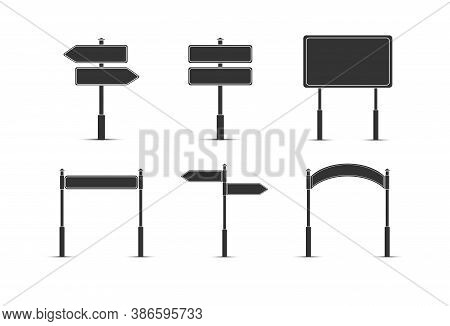 Set Of Road Signs With Arrows And Placards With Space For Text. Vector Illustration