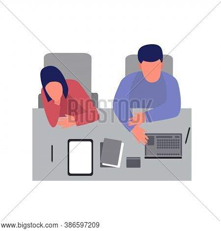 Office Employees Sit At Their Desks At Work