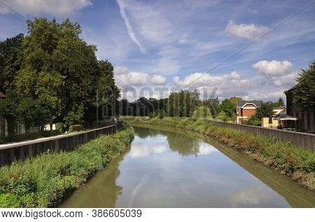 View Over The Dijle River Near The Dutch Town Mechelen