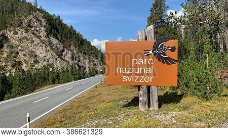 Fuorn Pass, Switzerland - September 10, 2020: The Swiss National Park Is Located In The Western Rhae
