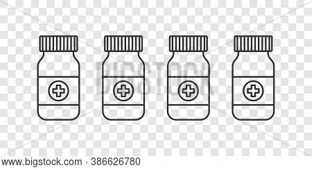 Vaccine Linear Icons. Vaccine For Immunization And Vaccination Medical Treatment On Transparent Back