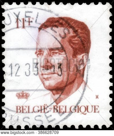 Saint Petersburg, Russia - September 18, 2020: Postage Stamp Issued In Belgium The Image Of The King