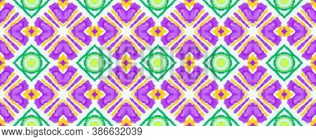 Azulejo Ornament. Vintage Traditional Illustration. Tie Dye Folk Ornamental Textile Print Design. Re
