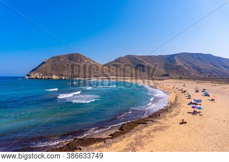 The Beautiful Beach In Summer Of Playazo De Rodalquilar In The Natural Park Of Cabo De Gata, Nijar, 