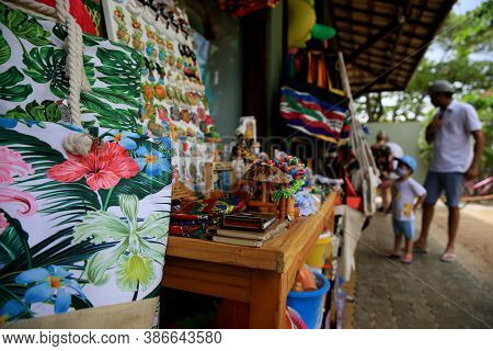Mata De Sao Joao, Bahia / Brazil - September 23, 2020: Souvenir Shop In Praia Do Forte, In The Munic