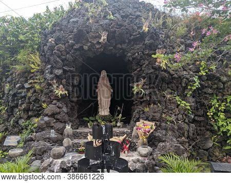 Denpasar, Indonesia - September 28, 2019: Saint Mary's Grotto At Holy Spirit Cathedral.