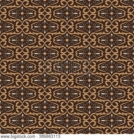 Unique Motifs Design On Central Java Batik With Dark Brown Color Design.