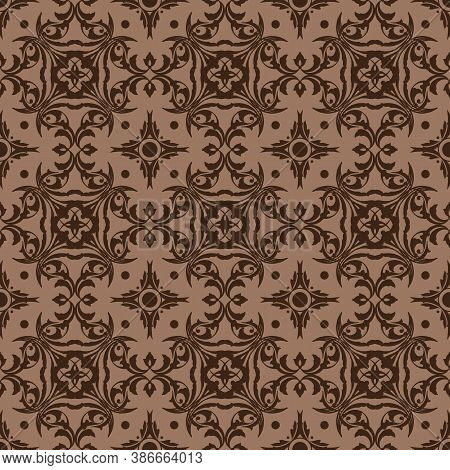 Beautiful Flower Motifs On Parang Batik Design With Smooth Brown Color Design.