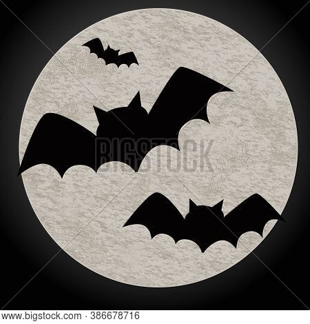 A Halloween Background Featuring Bats And A Full Moon. Halloween Background, Flying Bat. Halloween B