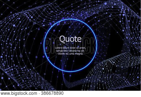 Vector Neon Circle On Dark Blue Background, Abstract Graphic Backrop, Frame Template, Bright Light, 