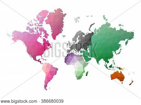 World Map. Authentic Low Poly Style. Vector Illustration.
