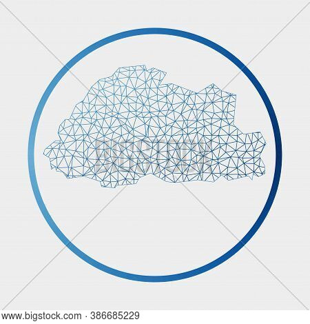 Bhutan Icon. Network Map Of The Country. Round Bhutan Sign With Gradient Ring. Technology, Internet,