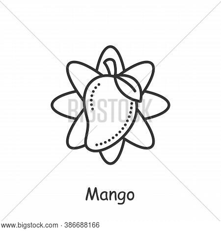 Mango Fruit Line Icon. Tropical, Exotic Fruit. Sacral, Totem Plant. Indian National Symbol. Indian A