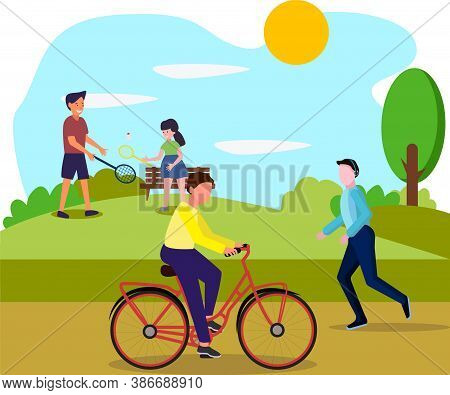 Walking In The Park, People Playing Sports In The Park, Man Not Cycling, Outdoor Recreation