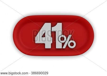 Button with fourty one percent on white background. Isolated 3D illustration