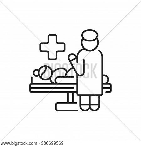 Midwife Takes Delivery Black Line Icon. Cesarean Section. Pictogram For Web, Mobile App, Promo. Ui U