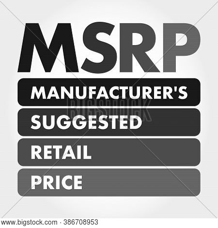 Msrp - Manufacturer's Suggested Retail Price Acronym, Business Concept Background