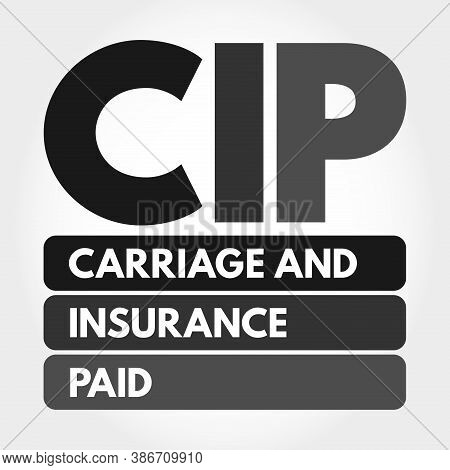 Cip - Carriage And Insurance Paid Acronym, Business Concept Background
