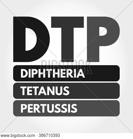 Dtp - Diphtheria Tetanus Pertussis Acronym, Medical Concept Background