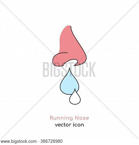 Running Nose Sign. Sinusitis Icon. Flu And Cold Treatment. Medicine Concept. Healthcare Design. Simp