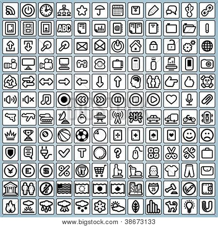 144 Business, Web, Media en Misc Universal Vector iconen.