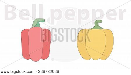 Bell Pepper Red And Yellow Vector Flat Illustration On White Background And Red Chili Pepper